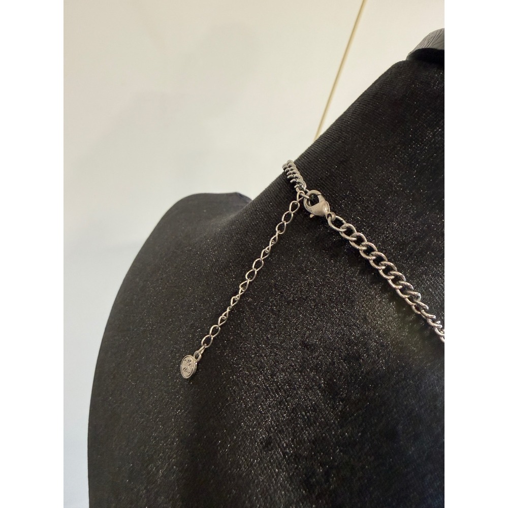 Silver Tone Multi Strand Bib Statement Necklace Faux Pearl Teardrop Rhinestone - Picture 5 of 5